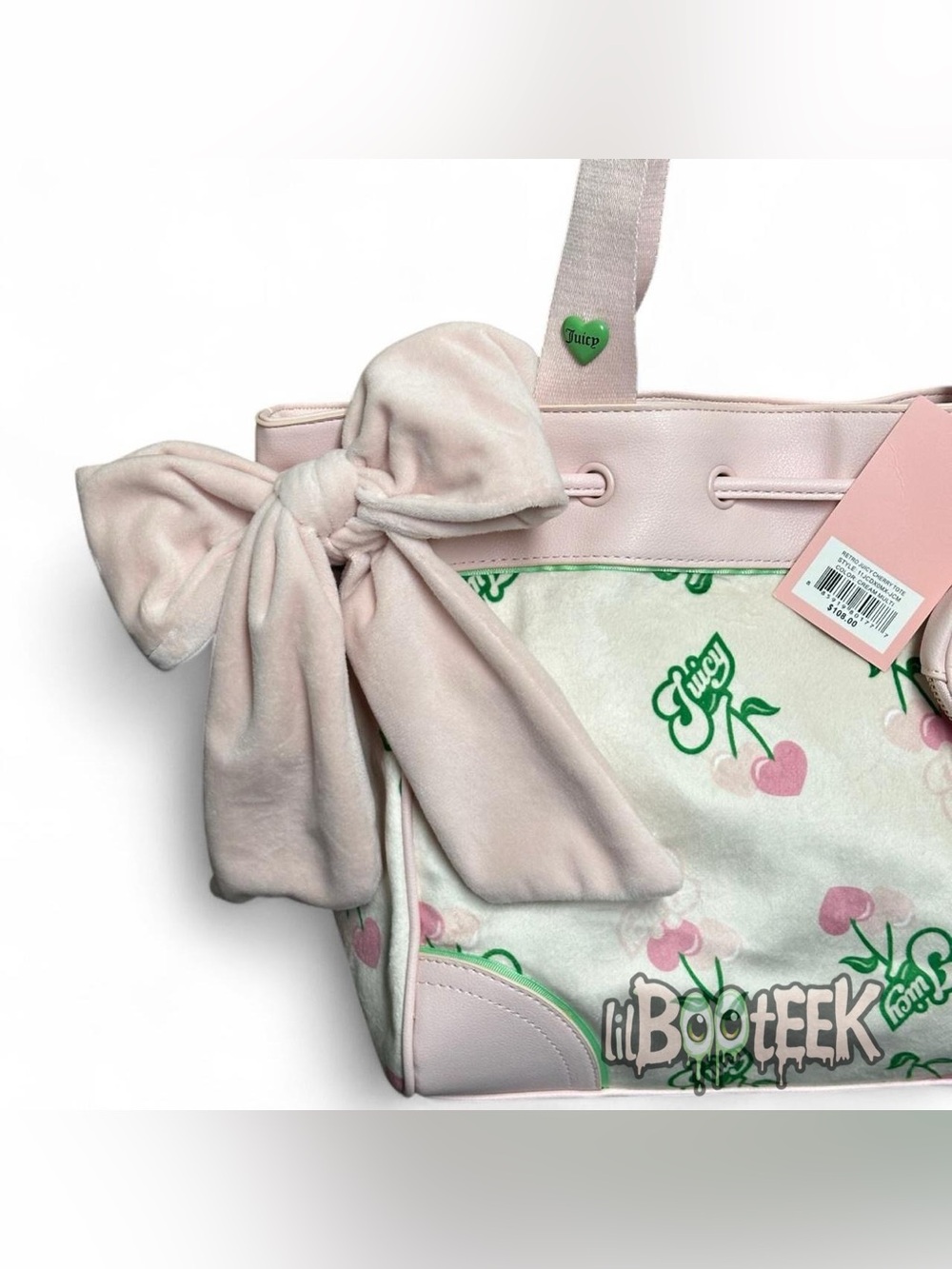 Juicy Couture Retro Cherry Gelato Daydreamer Tote Bag Cream Pink Y2K VIRAL HTF - Picture 5 of 8